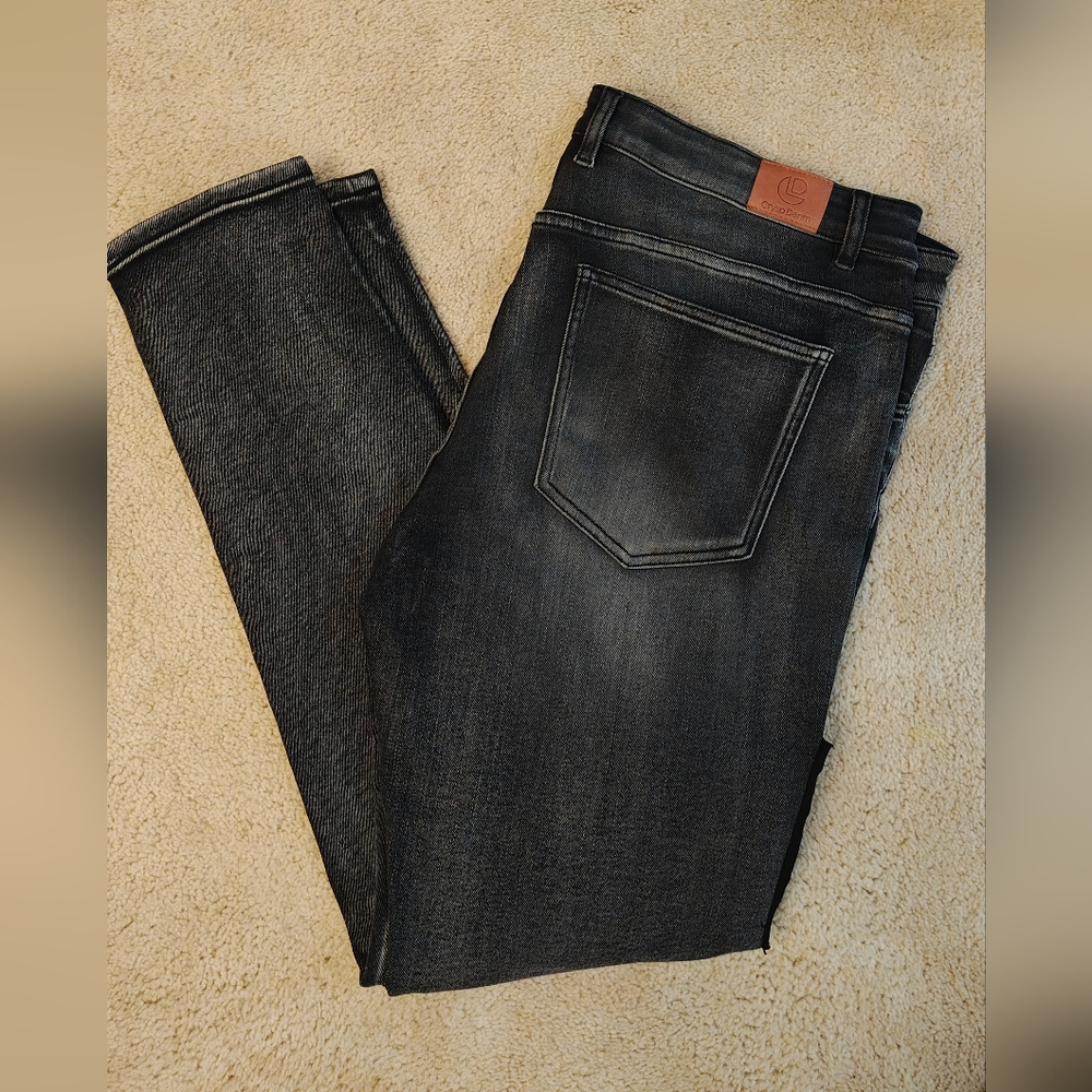 Crysp Denim Black Distressed Patchwork Skinny Jea… - image 3